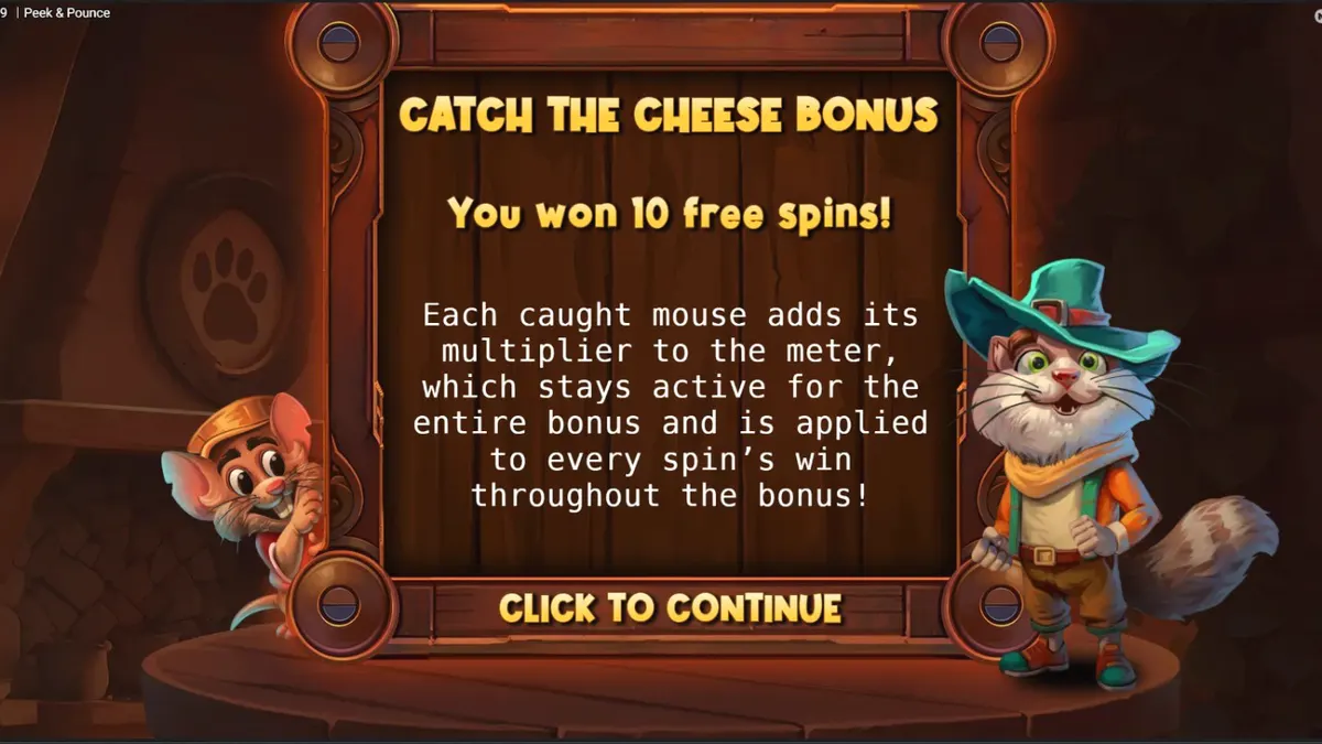 Karakter Señor Pounce yang sedang bersiap menerkam dalam permainan slot Peek & Pounce
