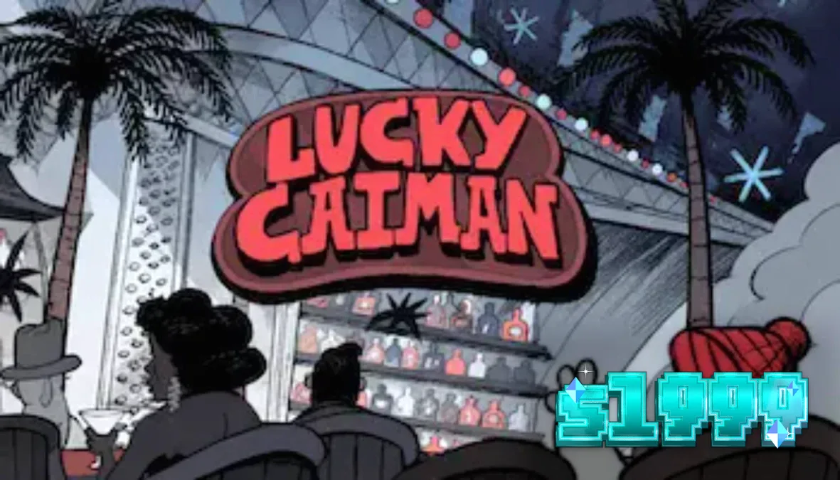 Tampilan visual retro lounge dalam slot Lucky Caiman
